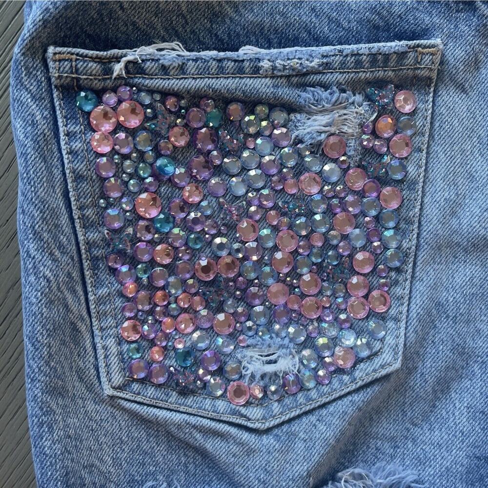 Free People We The Free Jean Shorts Cut Off Distressed Button Fly Size 31"W Y2k - Picture 4 of 9